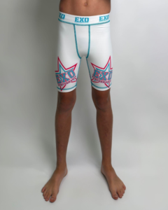 White and Blue Compression Shorts - (Youth)
